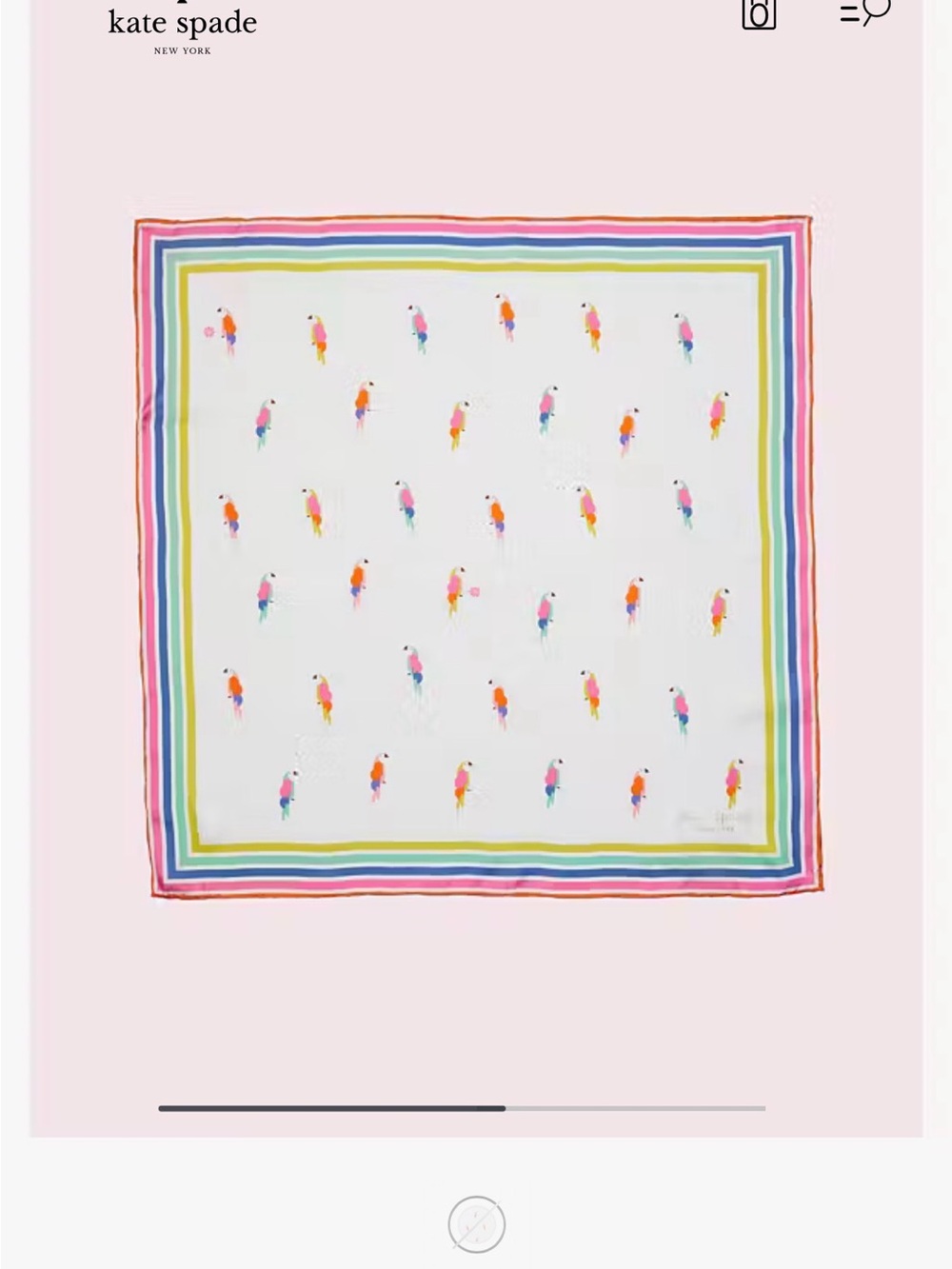 kate spade Flock Party Bandana Scarf with Parrots 100% Silk - Picture 2 of 4